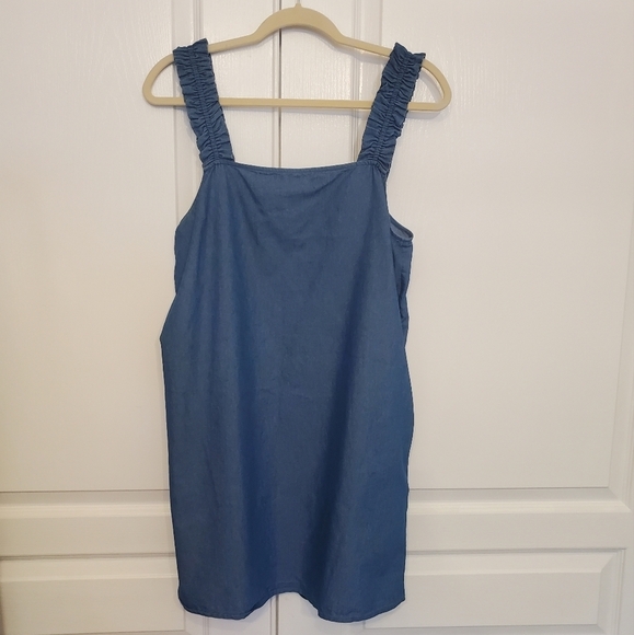1.State Women's Blue Ruffled Strap Short Mini Dress, Size Medium - Picture 2 of 13